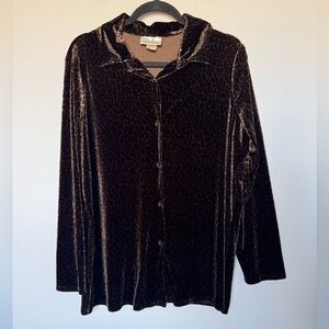 Kathie Lee Collection Leopard Print Velvet Top